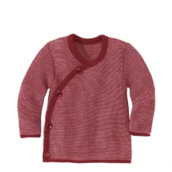 Disana Organic Merino Baby Cardigan - Bordeaux/Rose