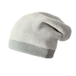 Disana Knitted Merino Long Beanie - Grey/Natural