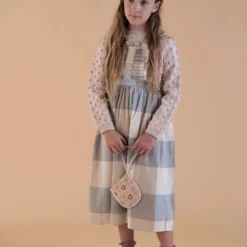 Apolina Lena Pinafore Dress - Blanket Check Cream Sale