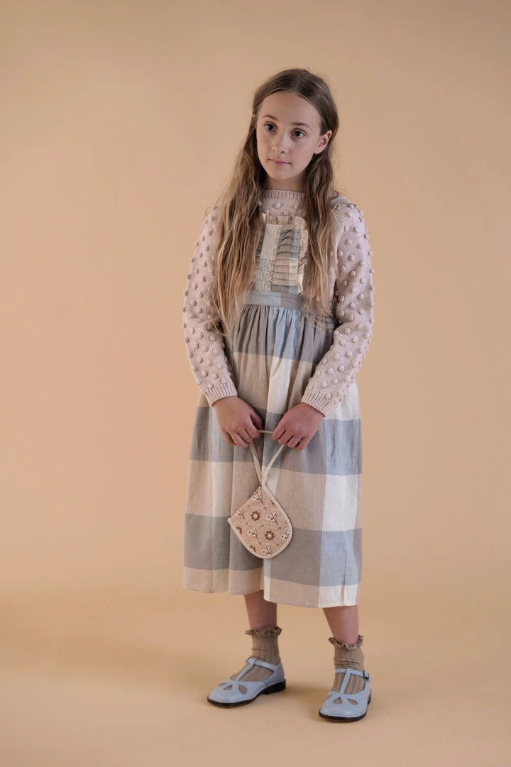 Apolina Lena Pinafore Dress - Blanket Check Cream Sale