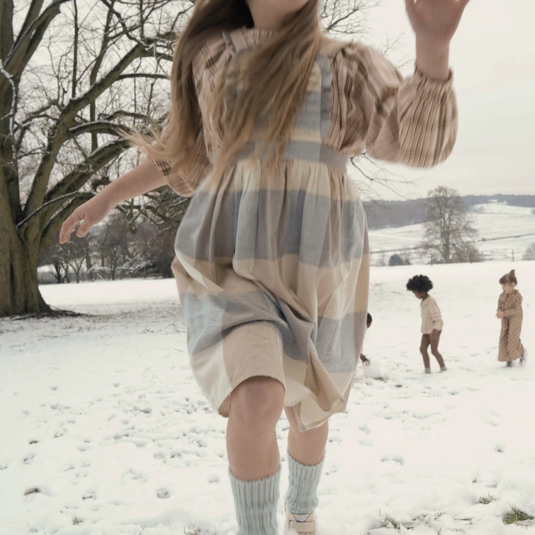 Apolina Lena Pinafore Dress - Blanket Check Cream Sale