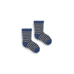 Lisa B. Baby Pin Stripe Wool & Cashmere Socks - Denim