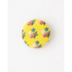 Lazybones Yellow Floral Button Brooch