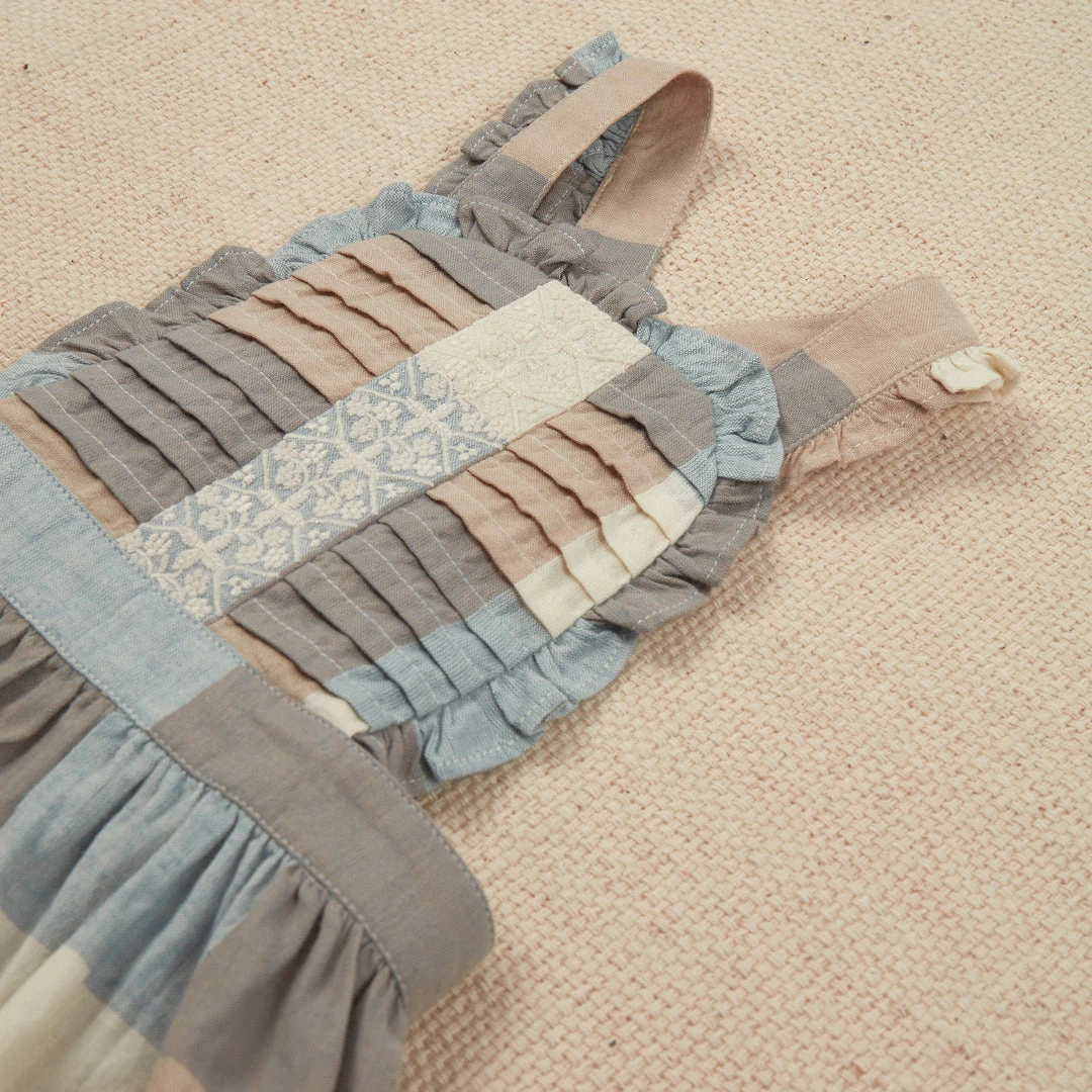 Apolina Lena Pinafore Dress - Blanket Check Cream Sale