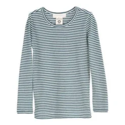 Serendipity Organics Organic Cotton Child Long Tee - Atlantic/Off White Stripe Tops