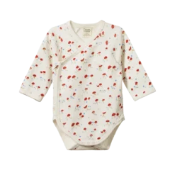 Nature Baby Long Sleeve Kimono Bodysuit - Mushroom Valley Print