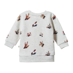 Nature Baby Emerson Sweater - Bunny Garden Light Grey Marl Print Sale