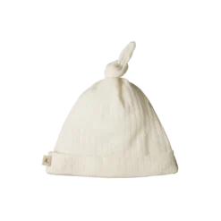 Nature Baby Merino Pointelle Knotted Beanie - Natural New