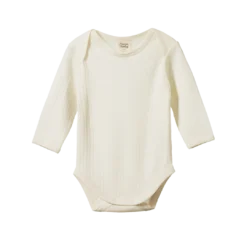 Nature Baby Merino Pointelle Long Sleeve Body Suit - Natural New