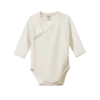Nature Baby New Merino Pointelle Long Sleeve Kimono Bodysuit - Natural