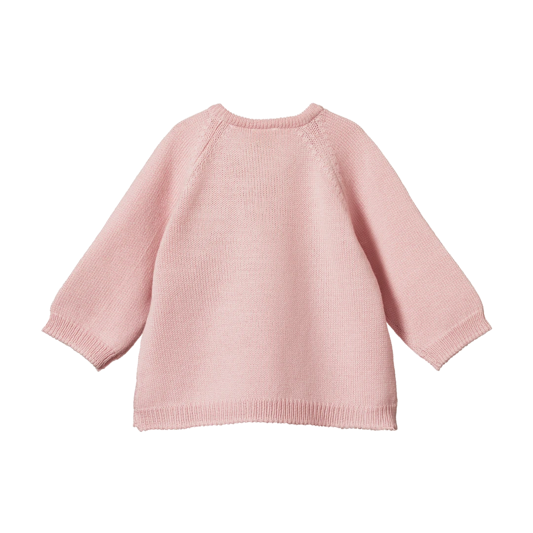Nature Baby Sale Merino Knit Cardigan - Rose Bud