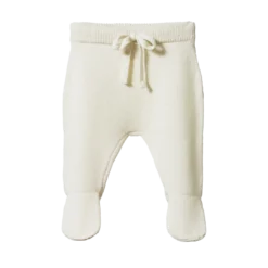 Nature Baby New Merino Knit Footed Rompers - Natural