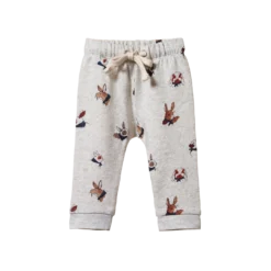 Nature Baby Sunday Track Pants - Bunny Garden Light Grey Marl Print