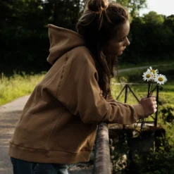 Poudre Organic Sale Organic Cotton Fleece Hooded Jumper - Brown Sugar