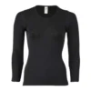 Engel Womens Merino Wool & Silk Long Sleeve Top - Black