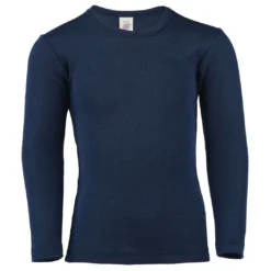 Engel Long Sleeved Top In Wool/Silk - Navy Blue Tops