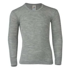 Engel Long Sleeved Top In Wool/Silk - Grey Melange
