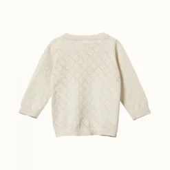 Nature Baby Sale Light Cotton Knit Cardigan - Natural Diamond Knit