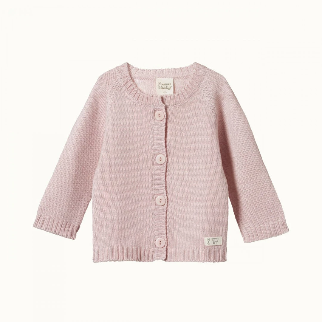 Nature Baby Sale Merino Knit Cardigan - Rose Bud