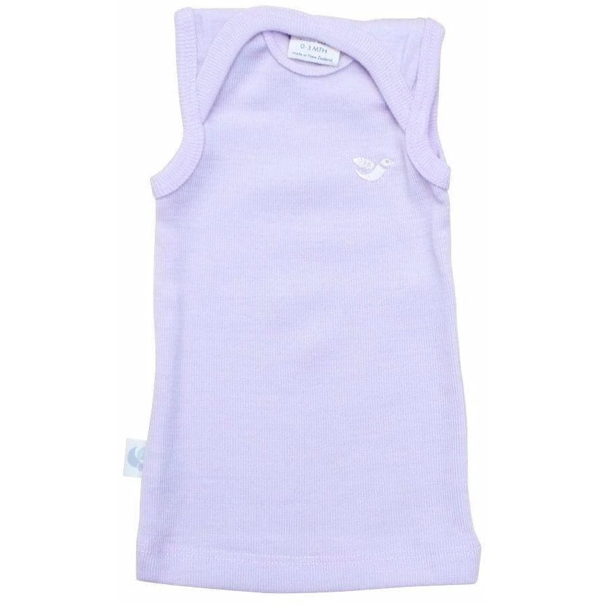 Roots & Wings Merino Sale Organic Merino Rib Baby Vest - Dusty Rose