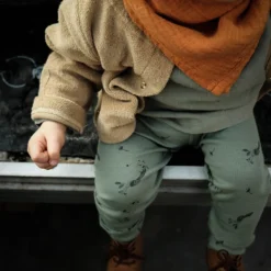 Poudre Organic Leggings & Pants Organic Cotton Leggings - Oil Green Peacock Motif