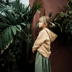 Poudre Organic Organic Cotton Long Button Skirt - Oil Green Dresses & Skirts