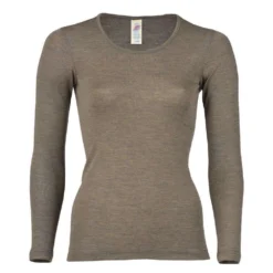 Engel Womens Merino Wool & Silk Longsleeve Top - Walnut